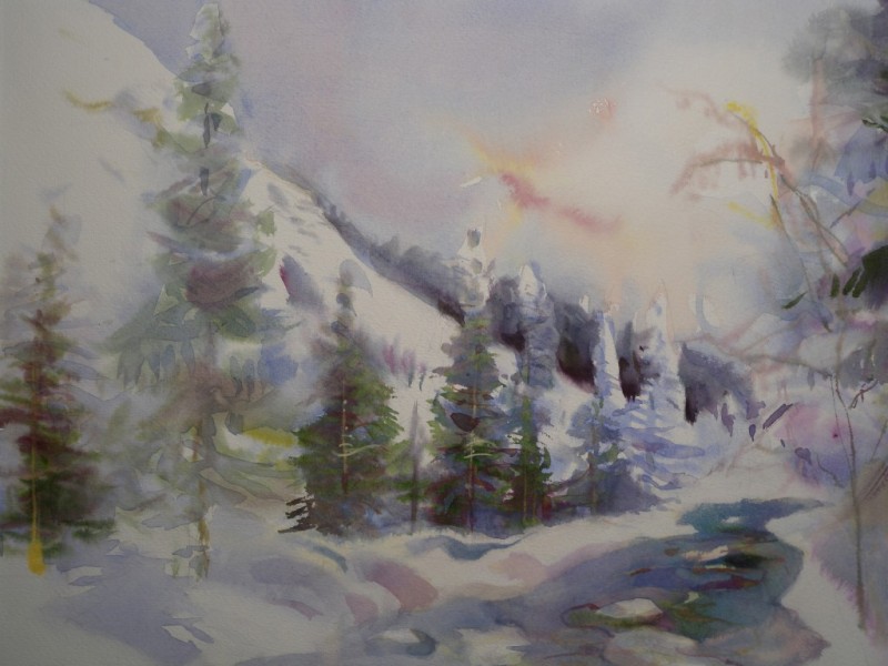 Lumière hivernale sur le ruisseau, oeuvre de Daniel  Kirchhofer