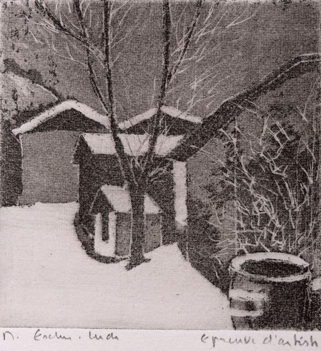 Salquenen en hiver 1, oeuvre de Marie  Escher-Lude