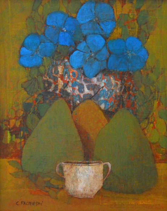 Fleurs bleues et céramique, Guerino  Paltenghi